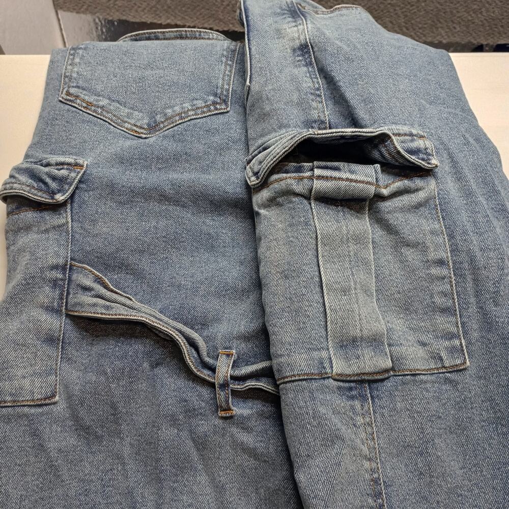 Hot Topic Men Wide Strap Leg Cotton Cargo Jeans 34x32 - Picture 6 of 12